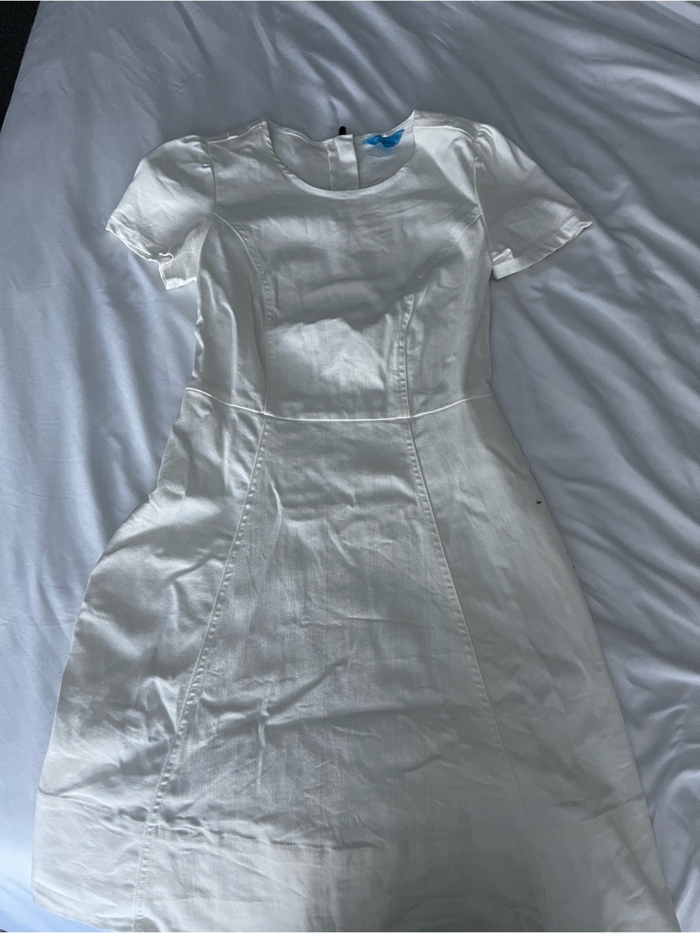 Draper James White Short Sleeve Fit-and-Flare Mini Dress
